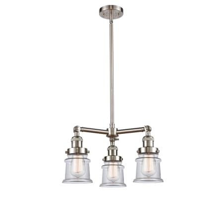 A large image of the Innovations Lighting 207 Small Canton Brushed Satin Nickel / Clear