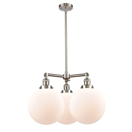 A large image of the Innovations Lighting 207 X-Large Beacon Brushed Satin Nickel / Matte White