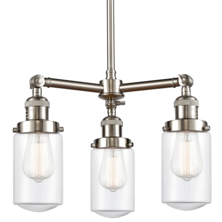 A large image of the Innovations Lighting 207 Dover Brushed Satin Nickel / Clear