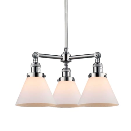 A large image of the Innovations Lighting 207 Large Cone Brushed Satin Nickel / Matte White Cased