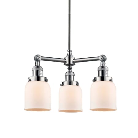 A large image of the Innovations Lighting 207 Small Bell Brushed Satin Nickel / Matte White Cased