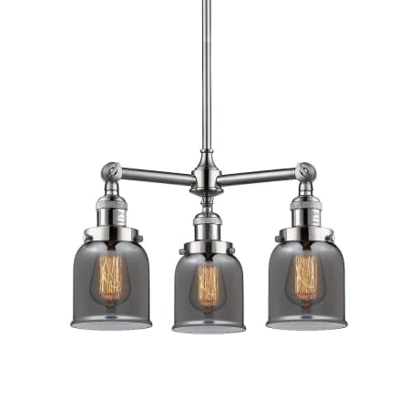 A large image of the Innovations Lighting 207 Small Bell Brushed Satin Nickel / Plated Smoked