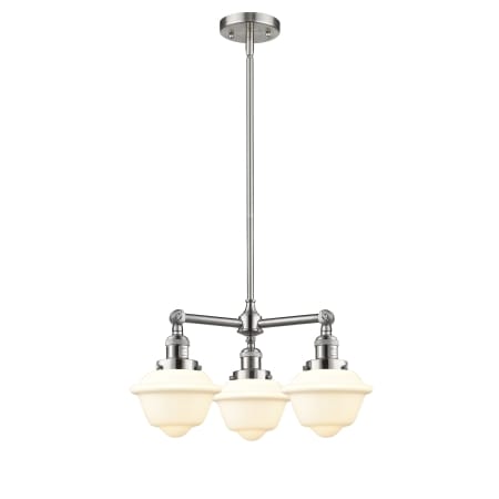 A large image of the Innovations Lighting 207 Small Oxford Brushed Satin Nickel / Matte White