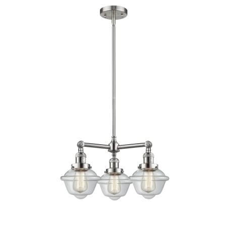 A large image of the Innovations Lighting 207 Small Oxford Brushed Satin Nickel / Clear