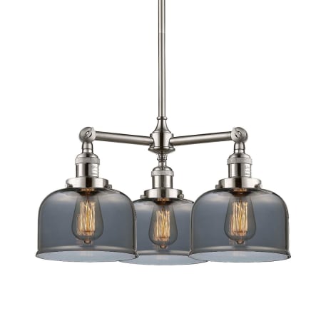 A large image of the Innovations Lighting 207 Large Bell Brushed Satin Nickel / Plated Smoked