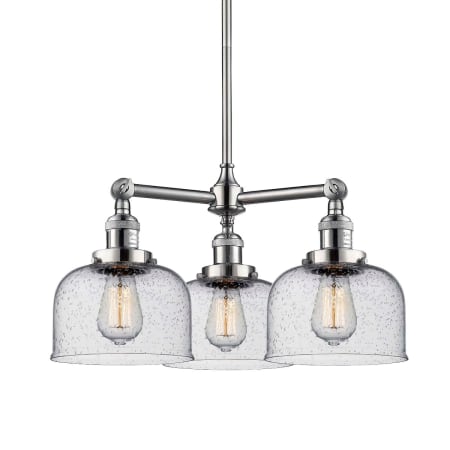 A large image of the Innovations Lighting 207 Large Bell Brushed Satin Nickel / Seedy
