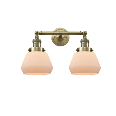A large image of the Innovations Lighting 208 Fulton Antique Brass / Matte White