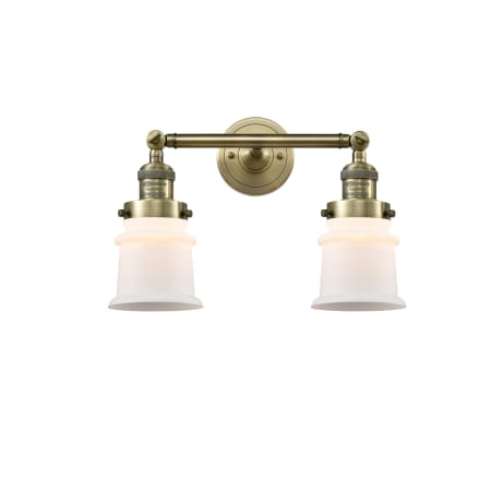 A large image of the Innovations Lighting 208 Small Canton Antique Brass / Matte White