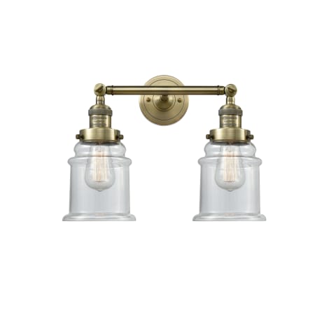 A large image of the Innovations Lighting 208 Canton Antique Brass / Clear