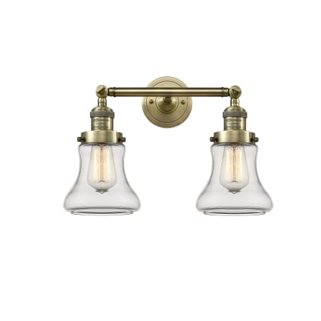 A large image of the Innovations Lighting 208 Bellmont Antique Brass / Clear