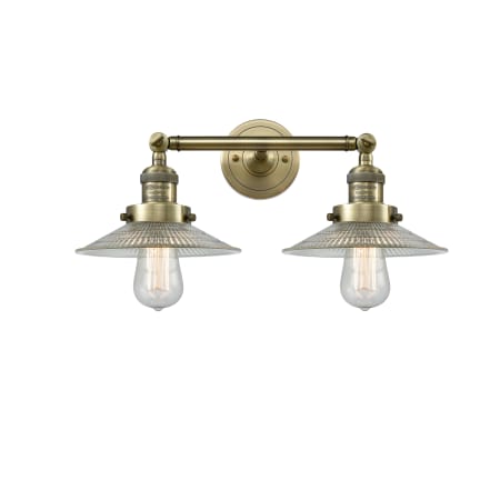 A large image of the Innovations Lighting 208 Halophane Antique Brass / Flat