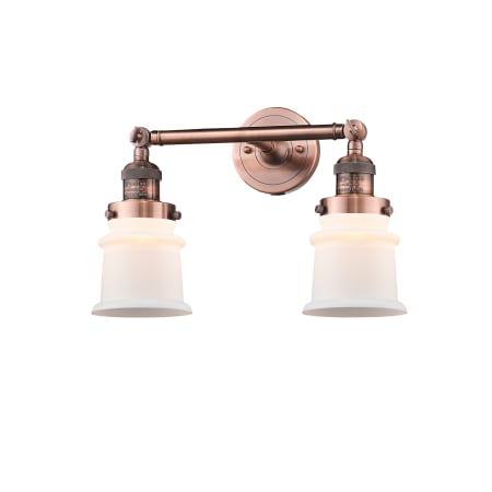 A large image of the Innovations Lighting 208 Small Canton Antique Copper / Matte White