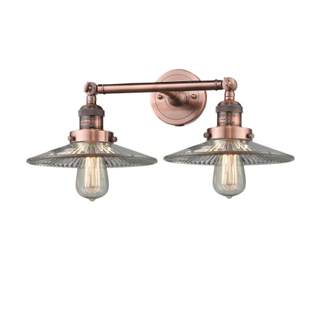 A large image of the Innovations Lighting 208 Halophane Antique Copper / Halophane