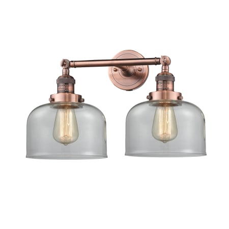 A large image of the Innovations Lighting 208 Large Bell Antique Copper / Clear