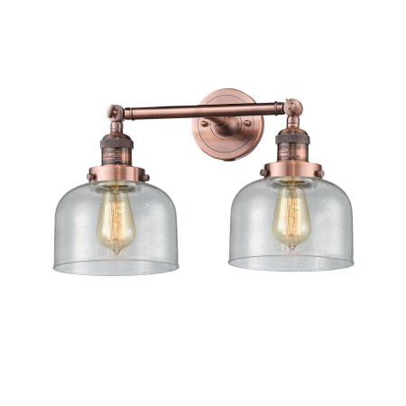A large image of the Innovations Lighting 208 Large Bell Antique Copper / Seedy