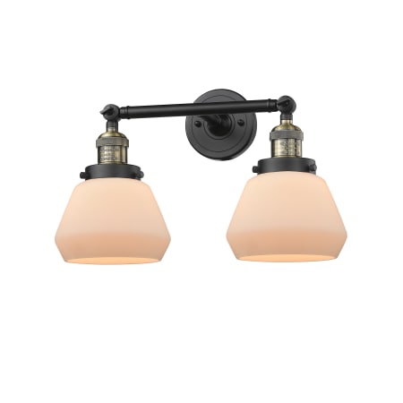 A large image of the Innovations Lighting 208 Fulton Black Antique Brass / Matte White