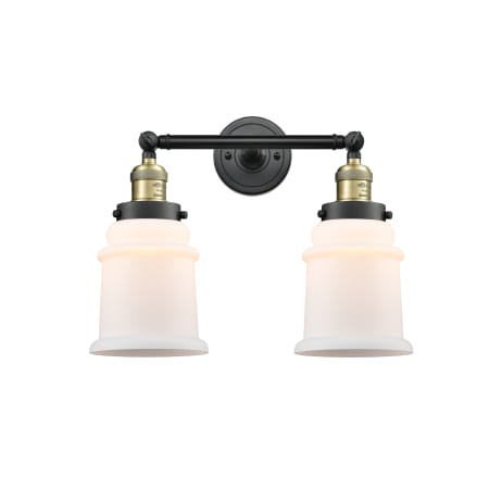 A large image of the Innovations Lighting 208 Canton Black Antique Brass / Matte White