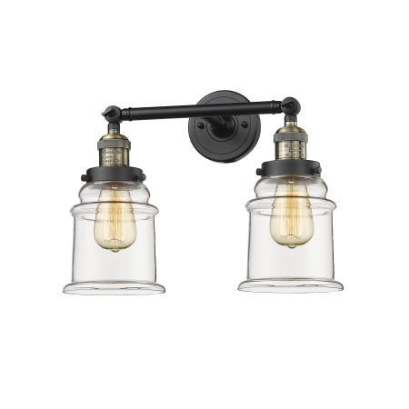 A large image of the Innovations Lighting 208 Canton Black Antique Brass / Clear