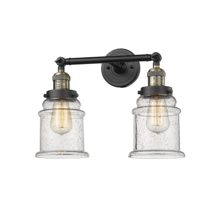 A large image of the Innovations Lighting 208 Canton Black Antique Brass / Seedy