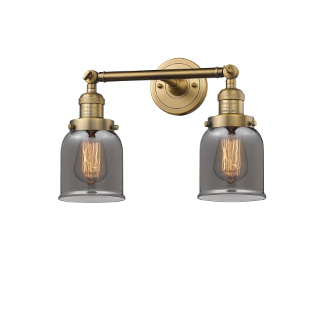 A large image of the Innovations Lighting 208 Small Bell Brushed Brass / Smoked