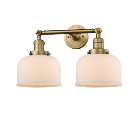 A large image of the Innovations Lighting 208 Large Bell Brushed Brass / Matte White Cased