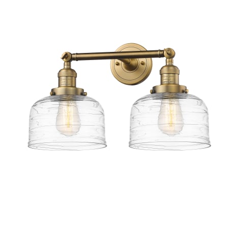 A large image of the Innovations Lighting 208-12-19 Bell Vanity Brushed Brass / Clear Deco Swirl