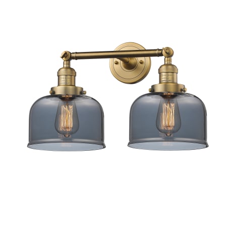 A large image of the Innovations Lighting 208 Large Bell Brushed Brass / Smoked