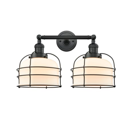 A large image of the Innovations Lighting 208 Large Bell Cage Matte Black / Matte White