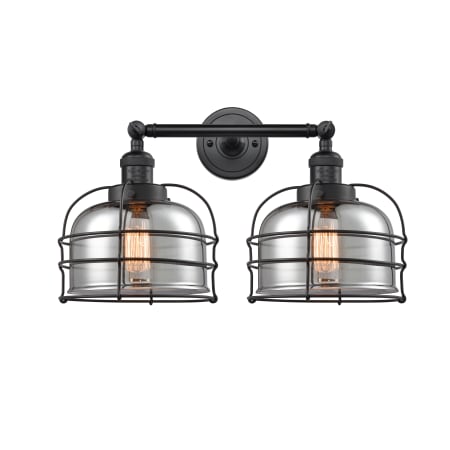 A large image of the Innovations Lighting 208 Large Bell Cage Matte Black / Smoked