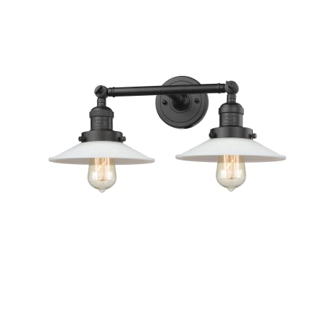 A large image of the Innovations Lighting 208 Halophane Oil Rubbed Bronze / Matte White