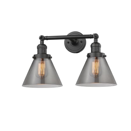 A large image of the Innovations Lighting 208 Large Cone Oiled Rubbed Bronze / Smoked