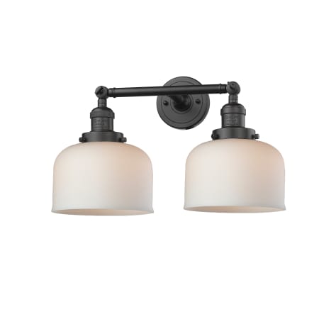 A large image of the Innovations Lighting 208 Large Bell Oiled Rubbed Bronze / Matte White Cased