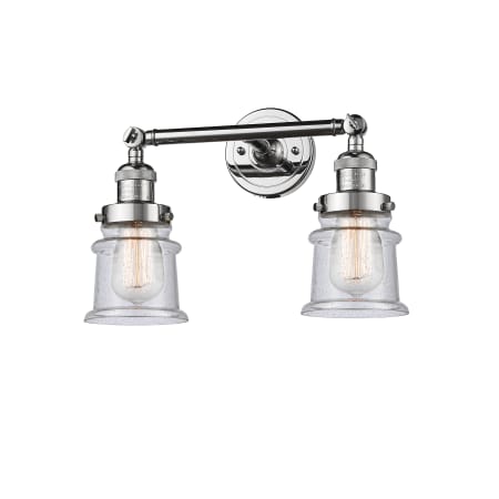 A large image of the Innovations Lighting 208 Small Canton Polished Chrome / Seedy