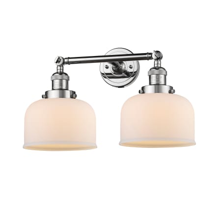A large image of the Innovations Lighting 208 Large Bell Polished Chrome / Matte White Cased