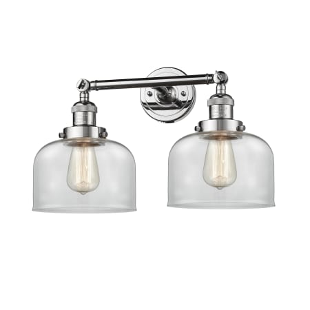 A large image of the Innovations Lighting 208 Large Bell Polished Chrome / Clear