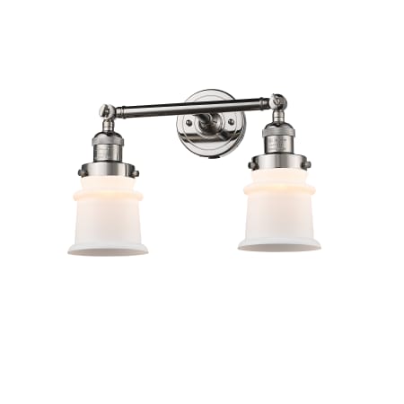 A large image of the Innovations Lighting 208 Small Canton Polished Nickel / Matte White