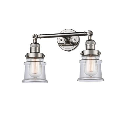 A large image of the Innovations Lighting 208 Small Canton Polished Nickel / Clear