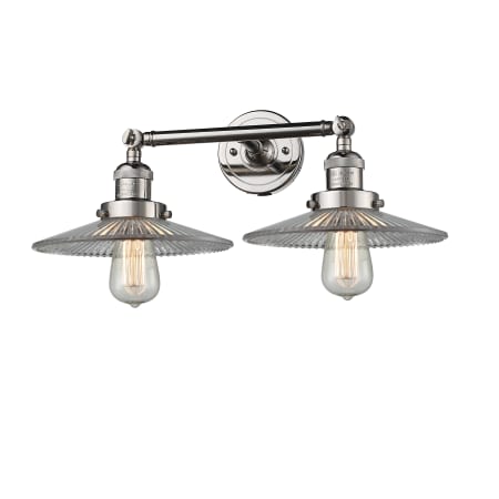 A large image of the Innovations Lighting 208 Halophane Polished Nickel / Halophane