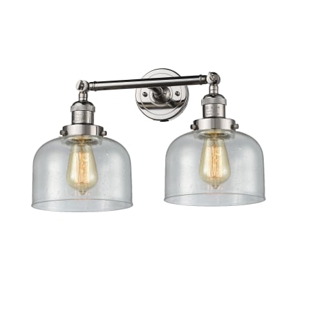 A large image of the Innovations Lighting 208 Large Bell Polished Nickel / Seedy