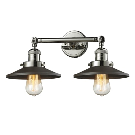 A large image of the Innovations Lighting 208 Railroad Polished Nickel / Matte Black