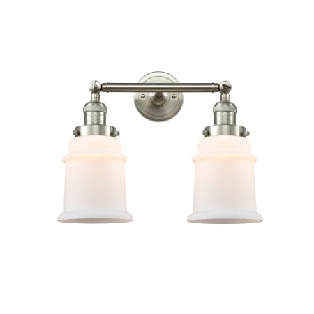 A large image of the Innovations Lighting 208 Canton Brushed Satin Nickel / Matte White