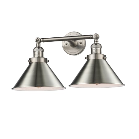 A large image of the Innovations Lighting 208 Briarcliff Satin Brushed Nickel / Oiled Rubbed Bronze