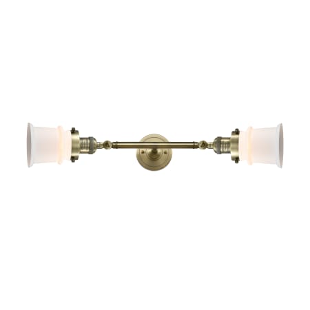 A large image of the Innovations Lighting 208L Small Canton Antique Brass / Matte White
