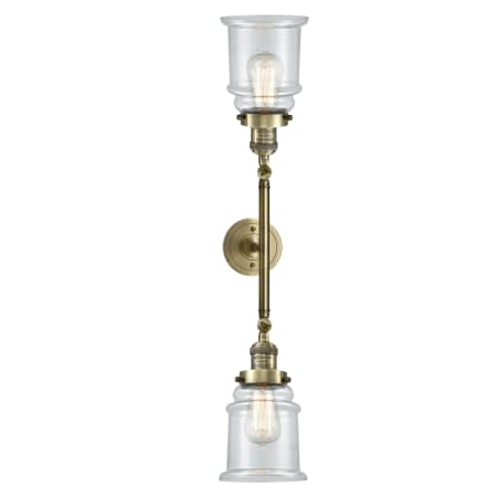 A large image of the Innovations Lighting 208L Canton Antique Brass / Clear