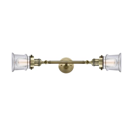 A large image of the Innovations Lighting 208L Small Canton Antique Brass / Clear