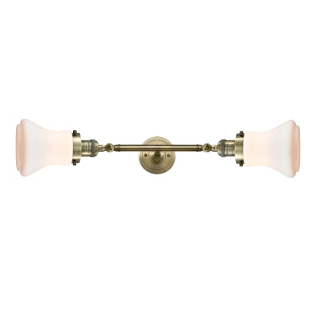 A large image of the Innovations Lighting 208L Bellmont Antique Brass / Matte White