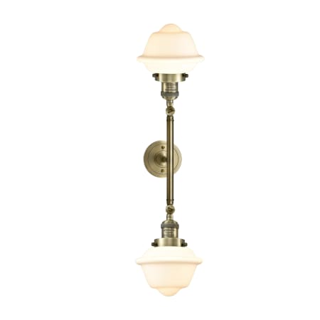 A large image of the Innovations Lighting 208L Small Oxford Antique Brass / Matte White