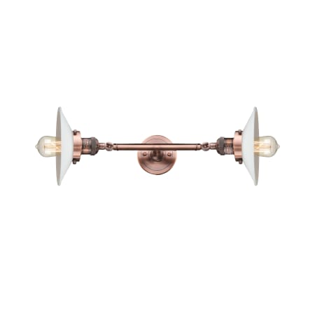A large image of the Innovations Lighting 208L Halophane Antique Copper / Matte White