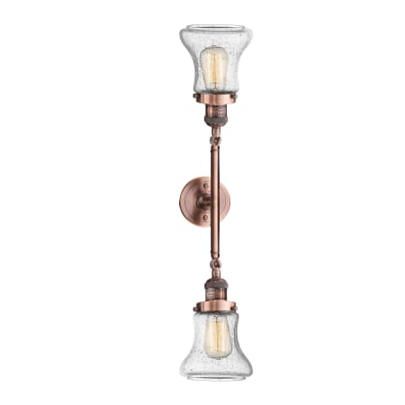 A large image of the Innovations Lighting 208L Bellmont Antique Copper / Seedy