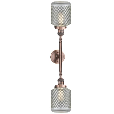 A large image of the Innovations Lighting 208L Stanton Antique Copper / Wire Mesh